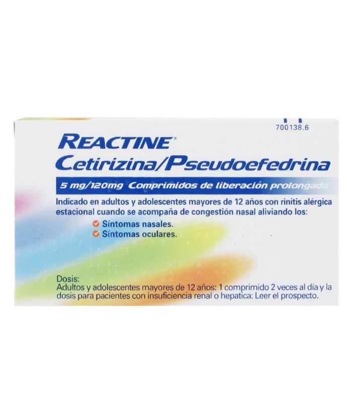 REACTINE CETIRIZINA/PSEUDOEFEDRINA 14 COMPRIMIDOS 14 COMPRIMIDOS