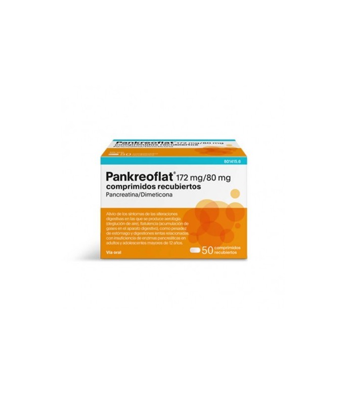 PANKREOFLAT 172 MG/80 MG 50 COMPRIMIDOS RECUBIERTOS