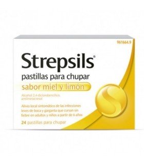 STREPSILS PASTILLAS PARA CHUPAR SABOR MIEL Y LIMÓN 24 PASTILLAS