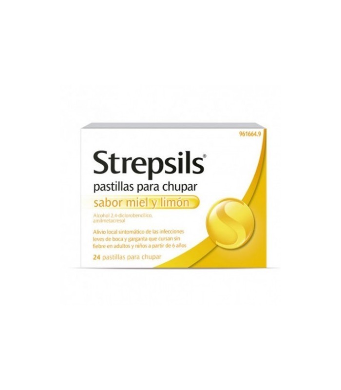 STREPSILS PASTILLAS PARA CHUPAR SABOR MIEL Y LIMÓN 24 PASTILLAS