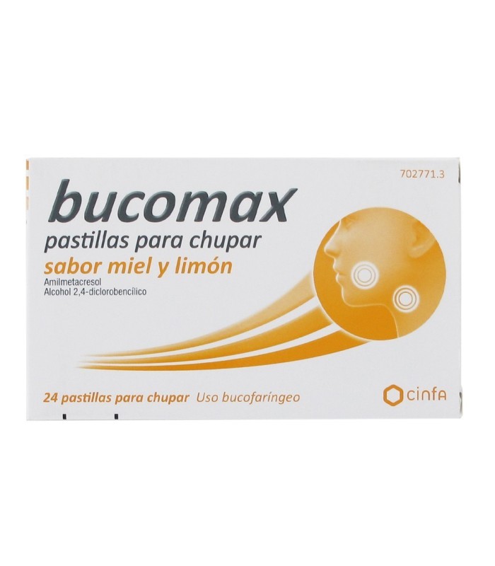 BUCOMAX PASTILLAS PARA CHUPAR SABOR MIEL Y LIMÓN 24 PASTILLAS