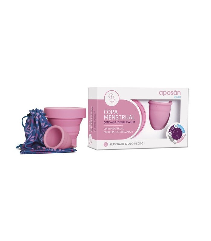 COPA MENSTRUAL CON VASO ESTERILIZADOR APOSAN TALLA S