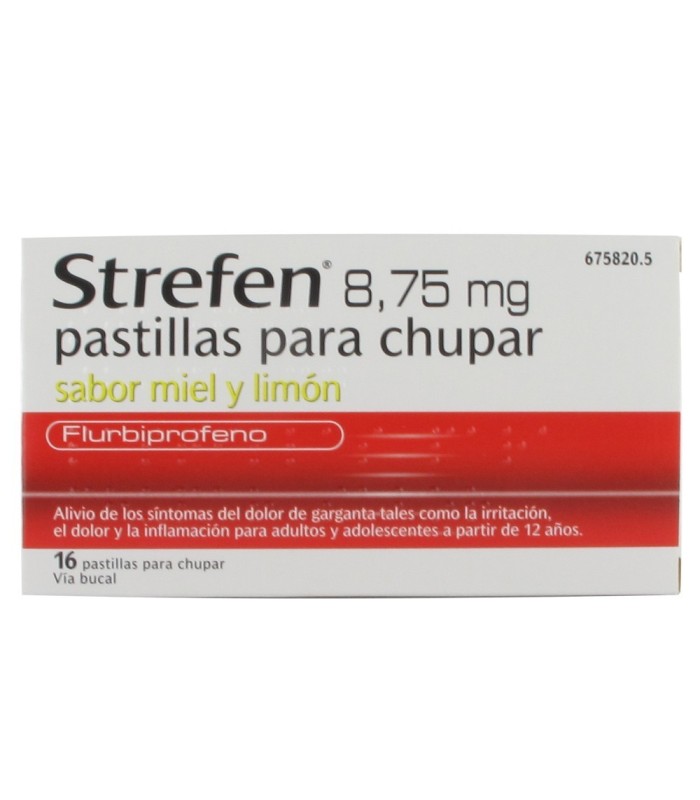 STREFEN 8.75 MG PASTILLAS PARA CHUPAR SABOR MIEL Y LIMÓN 16 PASTILLAS