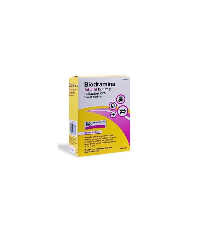 BIODRAMINA INFANTIL 12.5 MG SOLUCIÓN ORAL 12 SOBRES