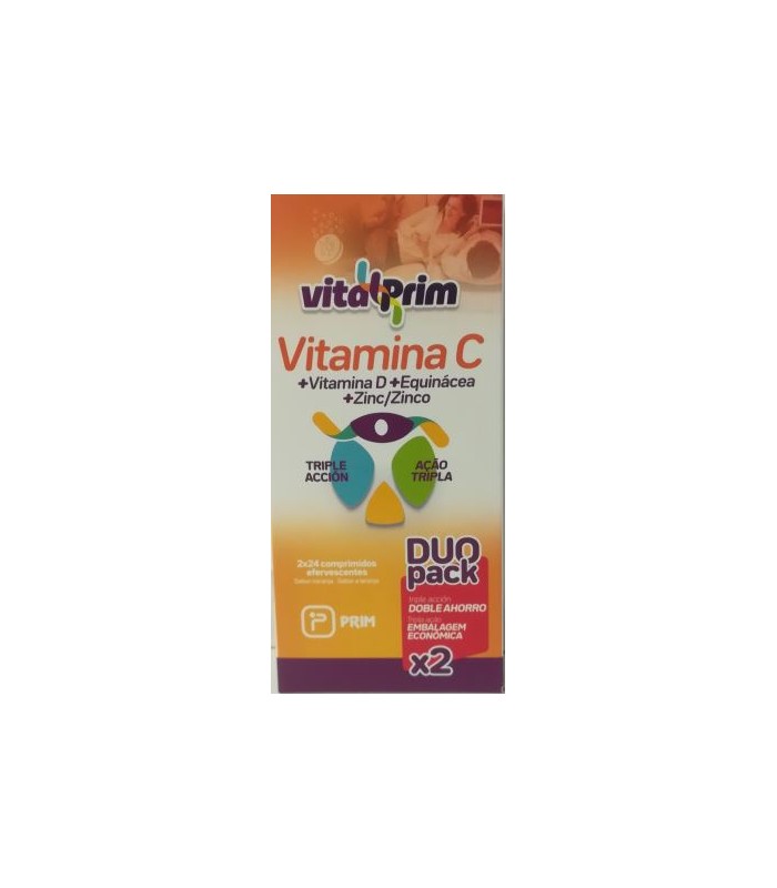 VITALPRIM VIT C+ VIT D +EQUINÁCEA + ZINC DUO PACK 2 X 24 COMPRIMIDOS EFERVESCENTES