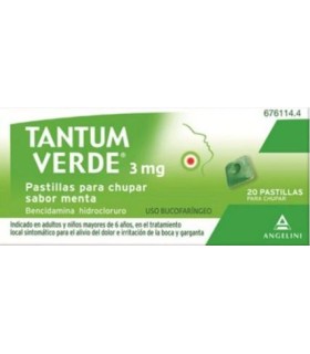 TANTUM VERDE 3 MG 20 PASTILLAS PARA CHUPAR SABOR MENTA