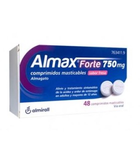 ALMAX FORTE 750 MG 48 COMPRIMIDOS MASTICABLES SABOR FRESA