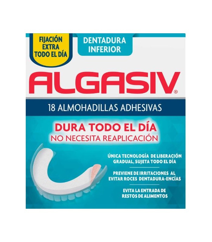 ALGASIV 18 ALMOHADILLAS ADHESIVAS DENTADURA INFERIOR
