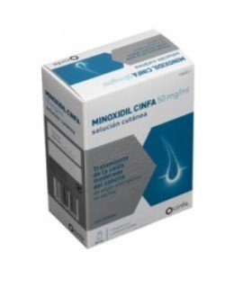 Minoxidil Cinfa 50 mg/ml 120 ml para tratar la alopecia androgenética y estimular el crecimiento del cabello