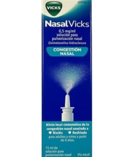 NASALVICKS 0.5 MG/ML SOLUCIÓN PULVERIZACIÓN NASAL 15 ML